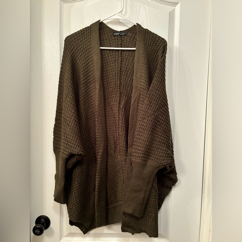 Drop shoulder knit cardigan
